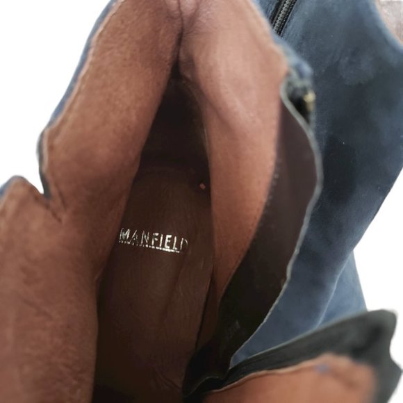 Manfield dark blue nubuck leather heeled ankle boots - Picture 10 of 12